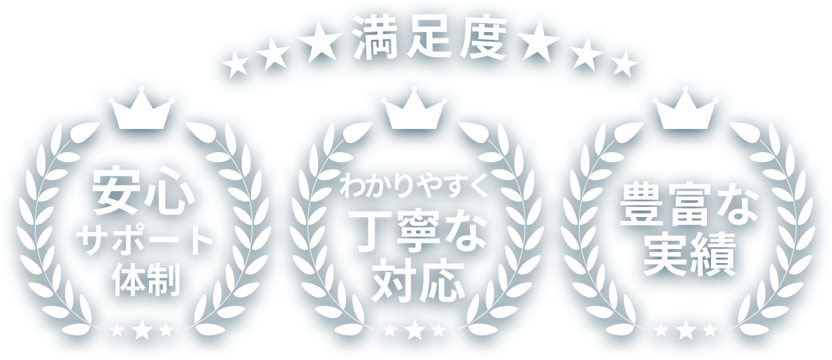 ★★★満足度★★★　安心サポート体制　わかりやすく丁寧な対応　豊富な実績
